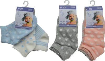 Baby sneaker sokjes - 12 paar kousen - hoogwaardig katoen - maat 21/23 - 3 kleuren