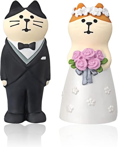 SnelShoppen - 2 Stuks Bruidspaar Figuren, Huwelijksdecoratie, Cake Topper, Car Decoratie, Romantische Katten, Voor Verjaardagen, Valentijnsdag en Brui
