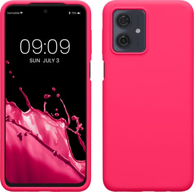 kwmobile telefoonhoesje geschikt voor Motorola Moto G54 5G - Hoesje met siliconen coating - Smartphone case in neon roze
