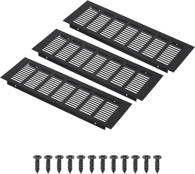 Ventilatierooster Rechthoekig - Ventilatiehoes Aluminium - Kasten Ventileren - Krasbestendig Roestvrij - 30 x 10 cm - Zwart