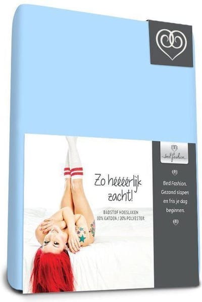 Badstof stretch hoeslaken  Bleu - 90 x 220 cm - Bleu