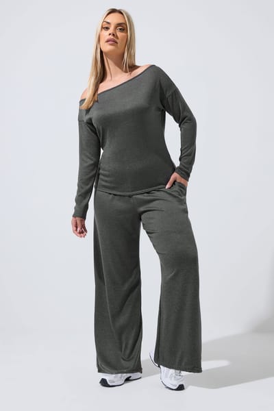 Limited Collection Antracietgrijze Offshoulder Top Size 38