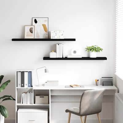 vidaXL - Wandschappen - zwevend - 2 - st - 120x23,5x3,8 - cm - MDF - zwart