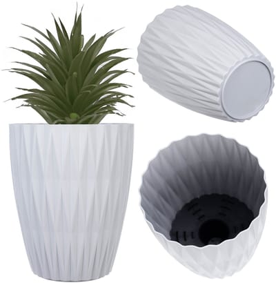 KADAX bloempot Ø 12,5 x H 15,5 cm, moderne kunststof bloempot, plantenbak voor kamerplanten, bloempot met geometrische structuur, kruidenpot voor binnen (grijs)