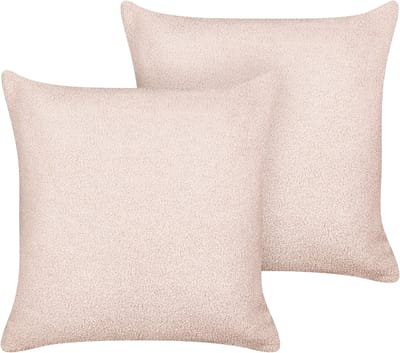 LEUZEA - Sierkussen set van 2 - Pastelroze - 45 x 45 cm - Bouclé