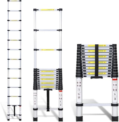 Telescopische Ladder - Uittrekbare Ladder - Veelzijdig Klussen - Lichtgewicht Aluminium - 3.8 Meter - Zilver