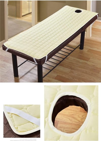 Bedcover met ademopening voor gezicht, elastische rubberen hoes voor schoonheid en massagebehandelingen - 190x70 cm - beige, comfortabel en duurzaam