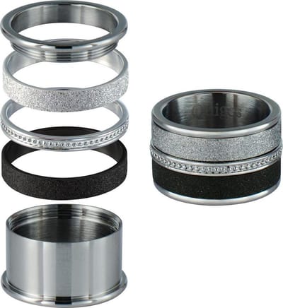 Quiges Stapelring Ring - Basisring  - Dames - RVS zwart - Maat 17 - Hoogte 10mm
