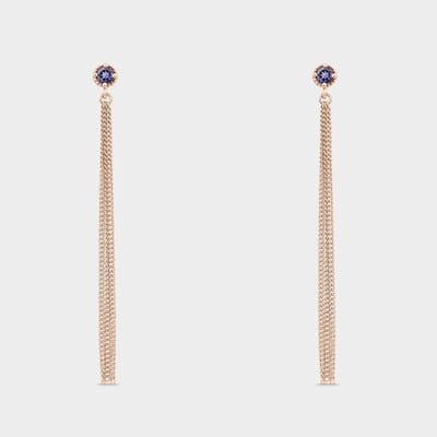 Agni oorbellen – Roséverguld zilver met ioliet (halfedelsteen)