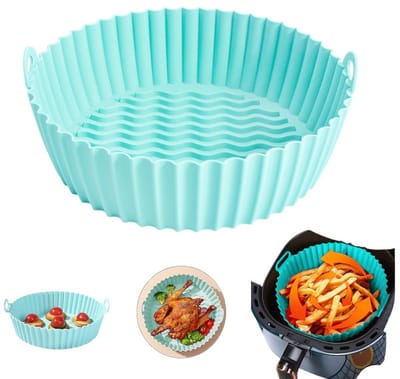 1 stuk - Siliconen Airfryer Bakplaat - Airfryer Plaat - Muntgroen - 27*25*7cm - Herbruikbare Airfryer Accessoire - Anti-aanbak Universele Airfryer Mat - Siliconen Airfryer Mand - Siliconen Airfryer - Heteluchtfriteuse Siliconen Bakplaat