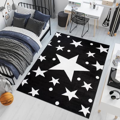 Tapiso Bali PP Vloerkleed Zwart Laagpolig Kinderkamer Maat- 220x300