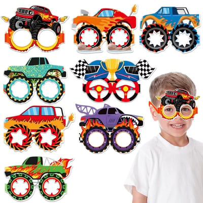 Dailygoods- Papieren Bril 16 Stks - Race-Thema - Feestbril - Fotorekwisieten - Verjaardagsfeestje - Innovatieve Ontwerpen