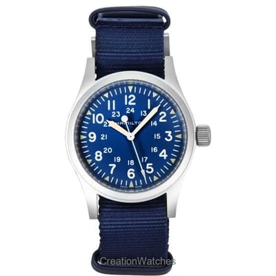 Hamilton Khaki Field Textielband Blauwe Wijzerplaat Automatisch H69439940 Herenhorloge blauw