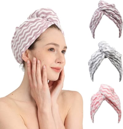 3-Pack Microvezel Haarwikkel Set - Super Absorberende Sneldrogende Haar Tulband voor Lang en Krullend Haar