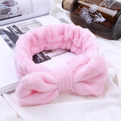 WiseGoods - Haarband Dames Strik - Hoofdband Make Up Meisje - Hoofdband Vrouwen - Zacht Coral Fleece Band - Roze