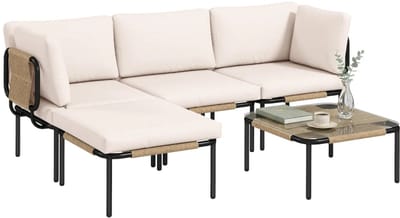 Balkonset 4 personen - Tuinset - Bistroset - Khak - Weerbestendig - 5 delig - Tuintafel en 3 stoelen - 4 personen - Metaal