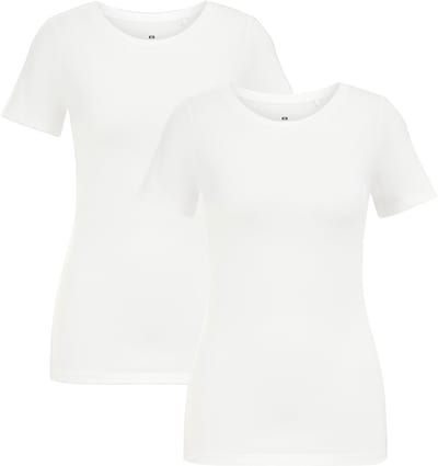 WE Fashion Dames T-shirt van katoenmix, 2-pack