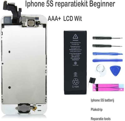 iPhone 5S LCD Reparatieset Beginner – Wit – Batterij Inbegrepen