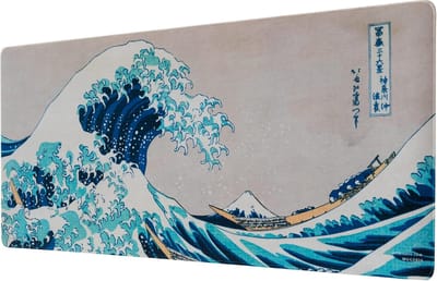 StayPowered Gaming Muismat XXL - Ideaal voor Gamers - Iconisch Japans Design - Niet-Slip - Waterafstotend - XXL Formaat 80x35 cm - Flexibel en Duurzaam - Opvouwbaar en Makkelijk Mee Te Nemen - Blauw - Levering Sneller dan Aangegeven!