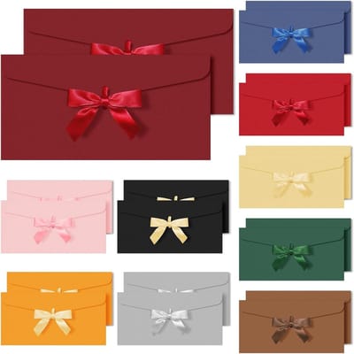Set van 20 gekleurde mini-enveloppen van 20 x 11 cm, ideaal voor bruiloften, uitnodigingen en kaarten
