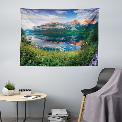 ABAKUHAUS Bergtapijt, Zonnige Zomerochtend, Woonkamer Slaapkamer Wanddoek Zijdezacht Satijn Wandtapijt, 200 x 150 cm, Meerkleurig