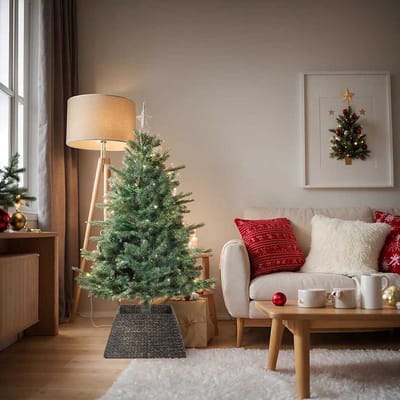 vidaXL - Kerstboomkraag - Vierkant - Zwart - 60 - x - 60 - x - 28 - cm - Waterhyacint