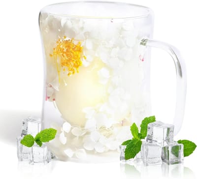Elegante 400ml Dubbele Glazen Koffiemokken met Bloemenpatroon, Perfect als Verjaardagscadeau voor Vrouwen, Moeders en Vriendinnen