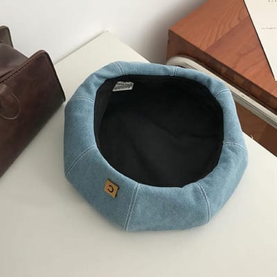 Versie van Japanse Retro Denim Baret Dames Lente en Zomer Dunne Stijl Gezicht Tonend en Kleine Schildersmuts Zien Achtkantige Hoed Straat Trend average size