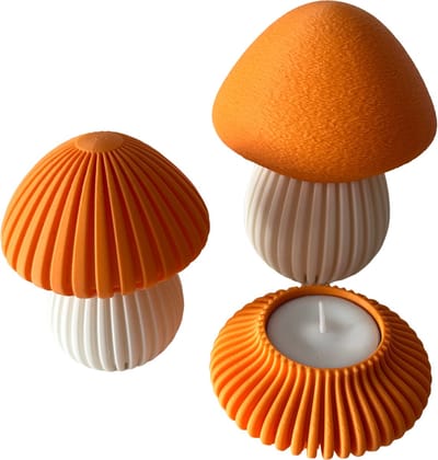 Paddenstoelen set Oranje - Waxinelichthouder - Paddenstoel 9 cm - Paddenstoel 11,5 cm
