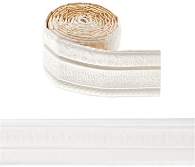 2.3M×8cm Zelfklevende Flexibele Schuimvormen Trim - 3D Wandrandlijnen - Peel Stick Behangrand Decoratief voor Thuis - Hotel - Spiegelwand - Plafond - Bladermatten (Wit met Bloemen)