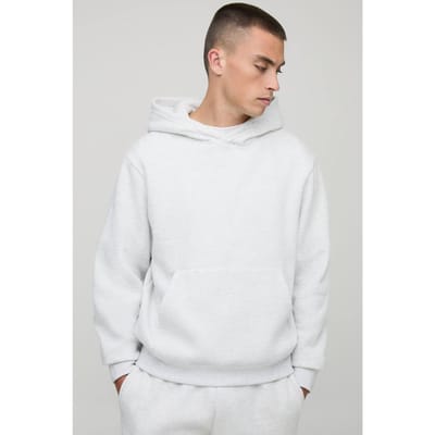 Basis hoodie in een boxy pasvorm, om over het hoofd te trekken | Grey Marl | Size Large