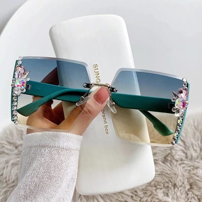Y2k Luxe Diamant Glazen Effect Dames Hartvormige Glazen Zonnebril voor Vrouwen Rijbril Vrouwelijke Zonnebril Zwarte Bril other