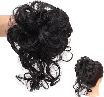 Messy Hair Straps voor Tousled Updo, Zwarte Haarband met Synthetisch Haar voor Dames