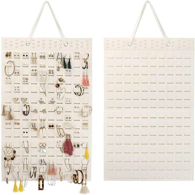 Candala Hangende sieradenorganizer, opvouwbare sieradenstandaard, sieradenorganizer om op te hangen, hangende opberger voor vrouwen en meisjes, houdt tot 300 paar (wit)