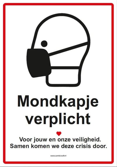 Bordje - mondkapje verplicht bordje 21x30 cm