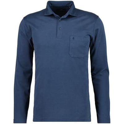 Ragman Polo Soft Knit Long Sleeve Chest Pocket Azure / male