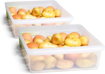 Novaliv 2X Koelkastorganizer 30,5 x 7,5 x 22 cm BPA-vrije keukenorganisatie Gemaakt in Duitsland Organisator transparant Voedselveilige opbergruimte voor de keuken Wasruimte Organisatiesysteem Koelvak