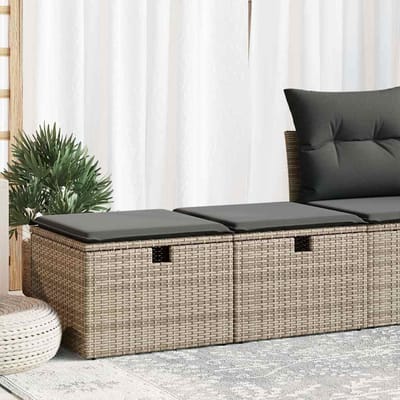 vidaXL - 2-delige - Loungeset - met - kussens - poly - rattan - acacia - grijs