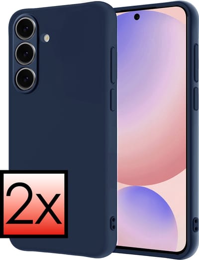 Hoesje - 2 Stuks - Geschikt voor Samsung Galaxy S24 FE - Sterk & Shockproof - Case Siliconen - Back Cover - Telefoon Hoes - Donkerblauw