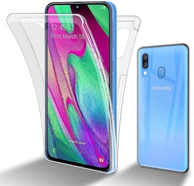 Cadorabo Hoesje geschikt voor Samsung Galaxy A40 in TRANSPARANT - 360° Full Body Case Cover Beschermhoes Voor- en achterbescherming, all-round bescherming met displaybescherming