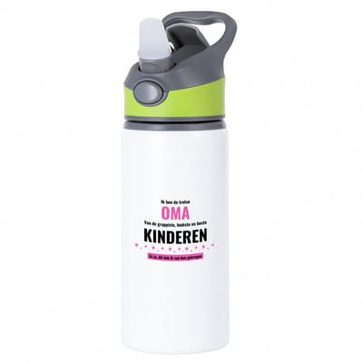 Hacebo® - ik ben de trotste oma van de grappigste, leukste en beste kinderen, en ja dit heb ik van hun gekregen waterfles met rietje groen - de trotste oma - verjaardag - verjaardagscadeau - cadeau - beste kinderen - water fles - 650ML
