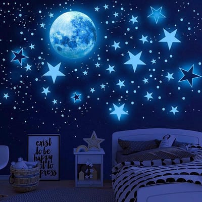 440 stuks - Glow-in-the-Dark Sterren - Zelfklevende muurstickers - Kinderkamer - Sterrenmuurstickers voor jongens en meisjes - Sterrenhemelstickers Slaapkamerdecoratie (Blauw)