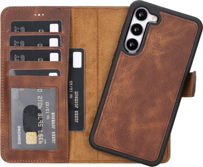 Lykke Samsung Galaxy S23 Plus Hoesje- Echt Leren Wallet Case met MagSafe -Pasjeshouder- Uitneembare Backcover – Bruin