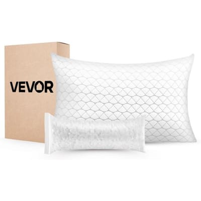 VEVOR Queen Size Memory Foam Kussen, Ondersteunend en Verstelbaar Bedkussen, Inclusief Kussensloop van Natuurlijke Vezels, Beddengoed voor Rug-, Buik- en Zijslapers
