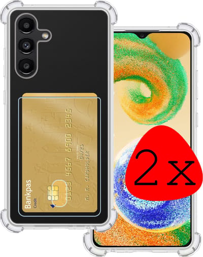Hoesje 2 Stuks - Geschikt voor Samsung Galaxy A04s - Met Pashouder en Kaarthouder - Telefoon Hoes Shockproof - Siliconen Case - Back Cover - Shock Proof - Pasjes Houder - Transparant