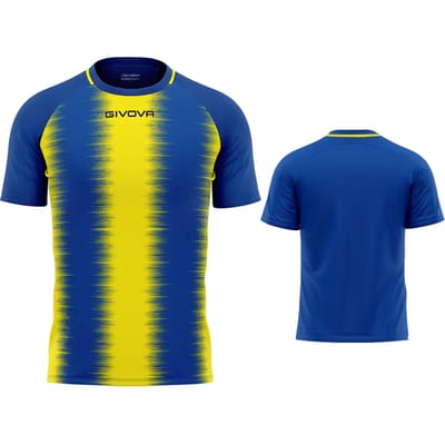 Givova Stripe T-shirt Met Korte Mouwen Geel,Blauw L Man