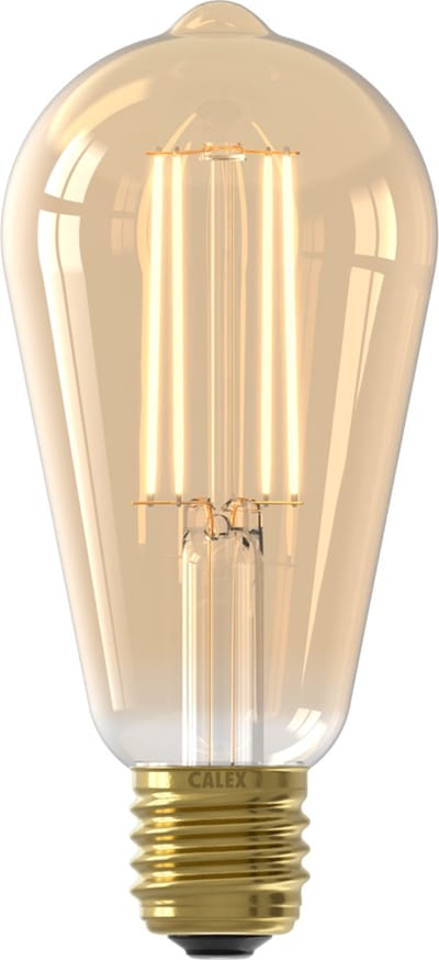 Calex Filament LED Lamp - Rustiek Vintage Lichtbron - E27 - Goud - Warm Wit Licht - Dimbaar