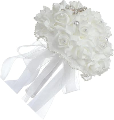 Bruidsboeket Kunstbloemen - Decoratie Bruiloft - Feestelijke Aankleding - Onderhoudsvrij Elegant - 30 x 20 x 8 cm