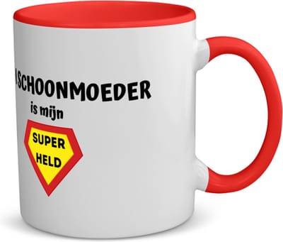 Akyol - mijn schoonmoeder is mijn superheld koffiemok - theemok - rood - Schoonmoeder - super schoonmoeder - moeder cadeautjes - moederdag - verjaardag - geschenk - kado - 350 ML inhoud