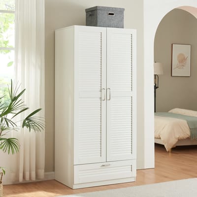 Kledingkast Finning 176x80x52 cm met 1 lade wit [en.casa]